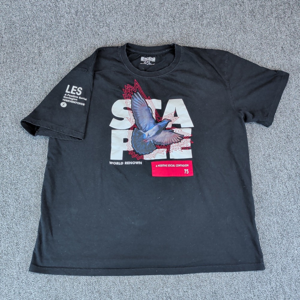 Staple Pigeon Brand T-Shirt Size 2XL Mens Black Graphic Embroidered Streetwear — photo 2